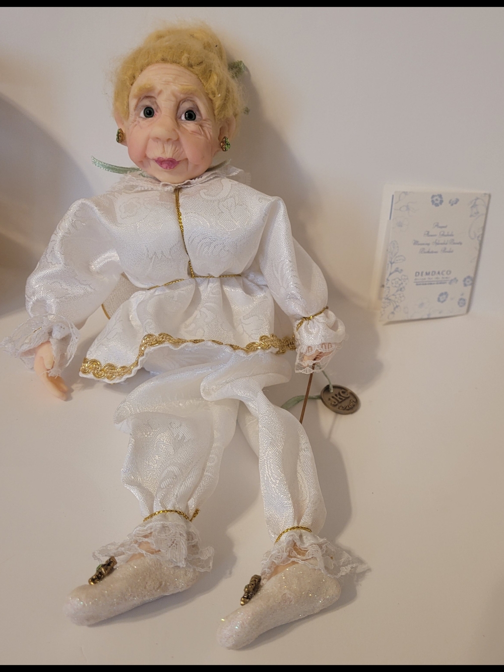 Vintage Jacqueline Kent Fairy Godmother Doll White Gold Wand DEMDACO 2002 w/ Tag